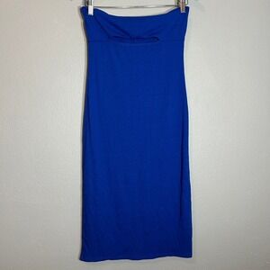 Rolla Coaster Bodycon Dress Cutout Strapless Ribbed Royal Blue Size L